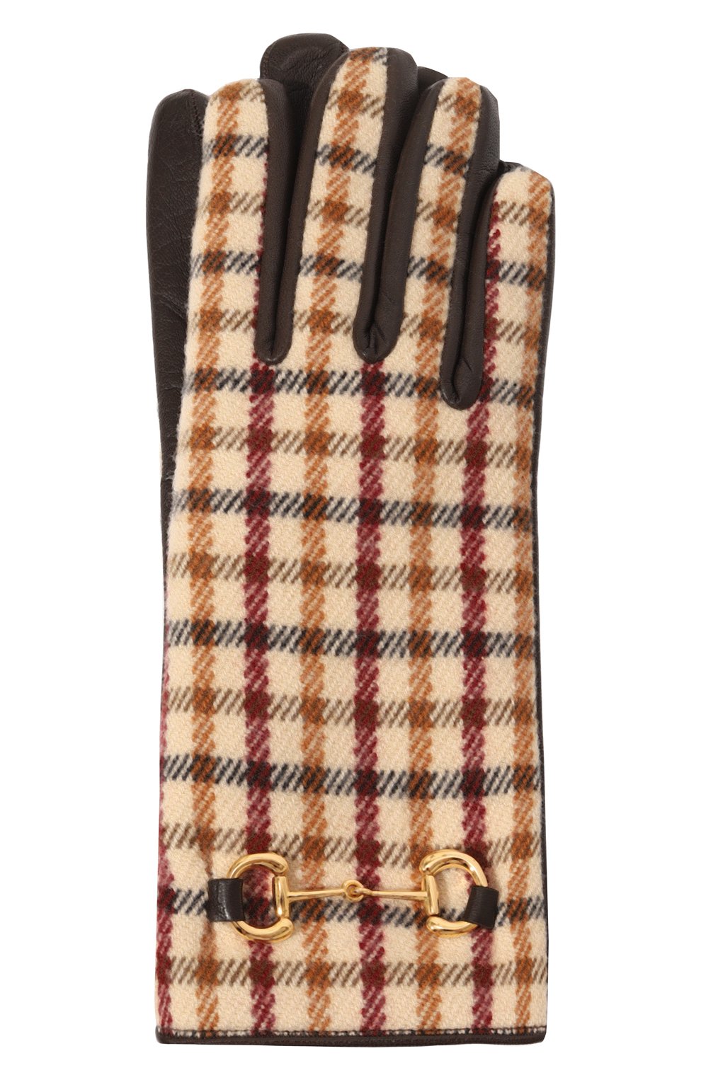 Женские перчатки GUCCI коричневого цвета, арт. 603635 3SAAG | Фото 1 (Материал: Натуральная кожа)