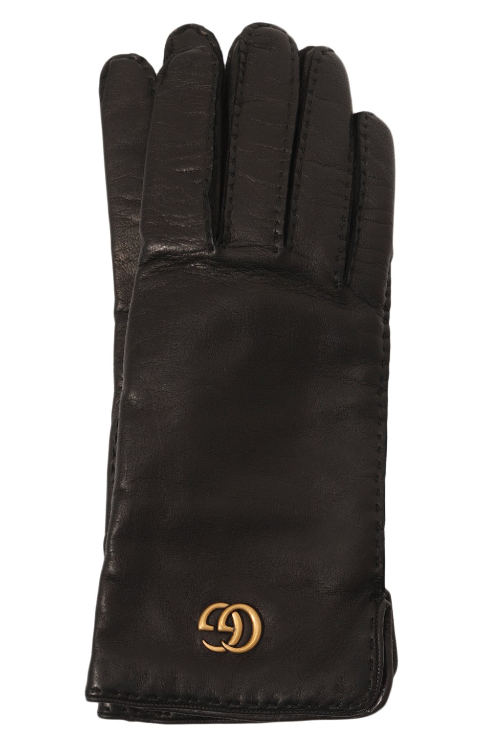 Женские кожаные перчатки GUCCI черного цвета, арт. 554281 BN060 | Фото 1 (Материал: Натуральная кожа)