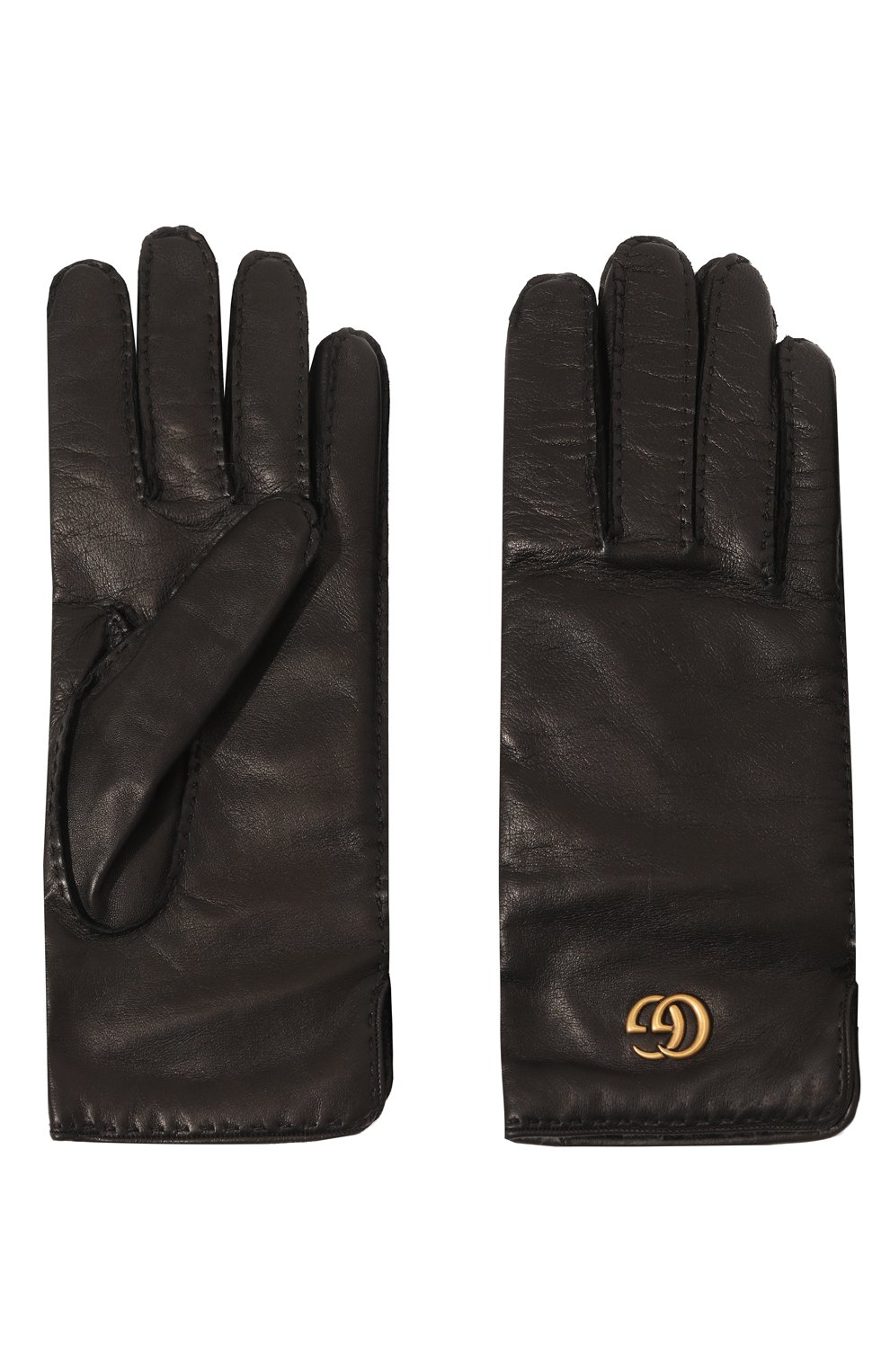 Женские кожаные перчатки GUCCI черного цвета, арт. 554281 BN060 | Фото 2 (Материал: Натуральная кожа)
