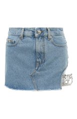 Женская джинсовая юбка GCDS светло-голубого цвета, арт. SS23W620206 | Фото 1 (Стили: Гламурный; Кросс-КТ: Деним; Длина Ж (юбки, платья, шорты): Мини; Женское Кросс-КТ: Юбка-одежда; Материал внешний: Хлопок, Деним)