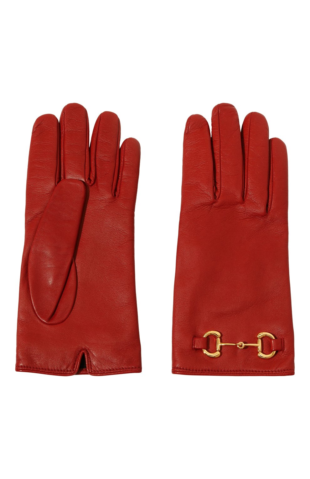 Женские кожаные перчатки horsebit GUCCI красного цвета, арт. 603635 BAP00 | Фото 3 (Материал: Натуральная кожа)
