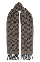Женский кашемировый шарф GUCCI серого цвета, арт. 676619 3G344 | Фото 1 (Материал: Текстиль, Кашемир, Шерсть)