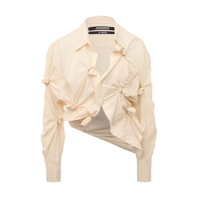 Хлопковая блузка Jacquemus кремового цвета