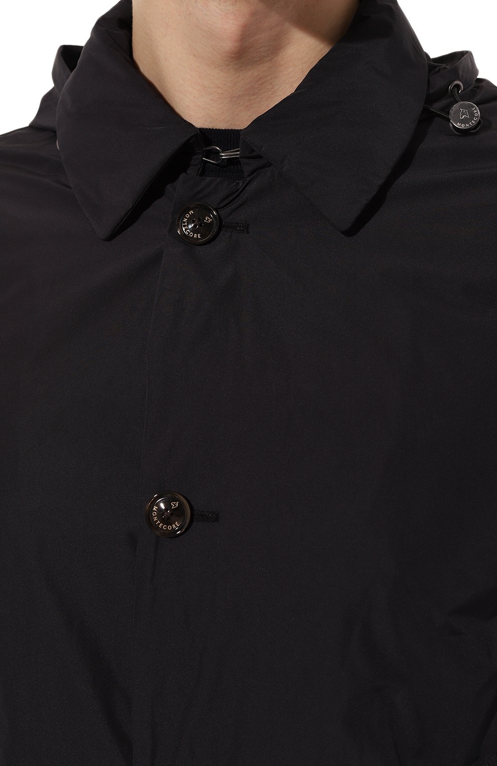 Мужская пуховая куртка MONTECORE темно-синего цвета, арт. S04MUCX721-194 | Фото 5 (Кросс-КТ: Куртка; Рукава: Длинные; Материал внешний: Синтетический материал; Мужское Кросс-КТ: Куртка-пуховая; Материал подклада: Синтетический материал; Длина (верхняя одежда): Короткие; Материал утеплителя: Пух и перо; Стили: Кэжуэл)