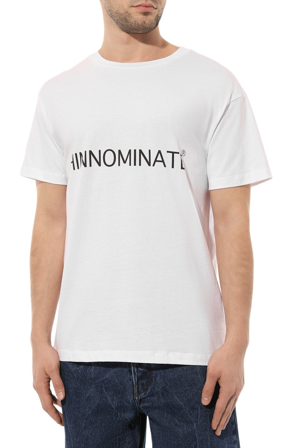 Мужская хлопковая футболка HINNOMINATE белого цвета, арт. HUS3/HNM207 | Фото 3 (Рукава: Короткие; Длина (для топов): Стандартные; Принт: С принтом; Материал внешний: Хлопок; Стили: Спорт-шик)