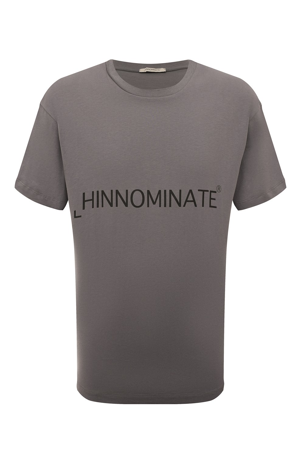 Мужская хлопковая футболка HINNOMINATE темно-серого цвета, арт. HUS3/HNM207 | Фото 1 (Рукава: Короткие; Длина (для топов): Стандартные; Принт: С принтом; Материал внешний: Хлопок; Стили: Спорт-шик)