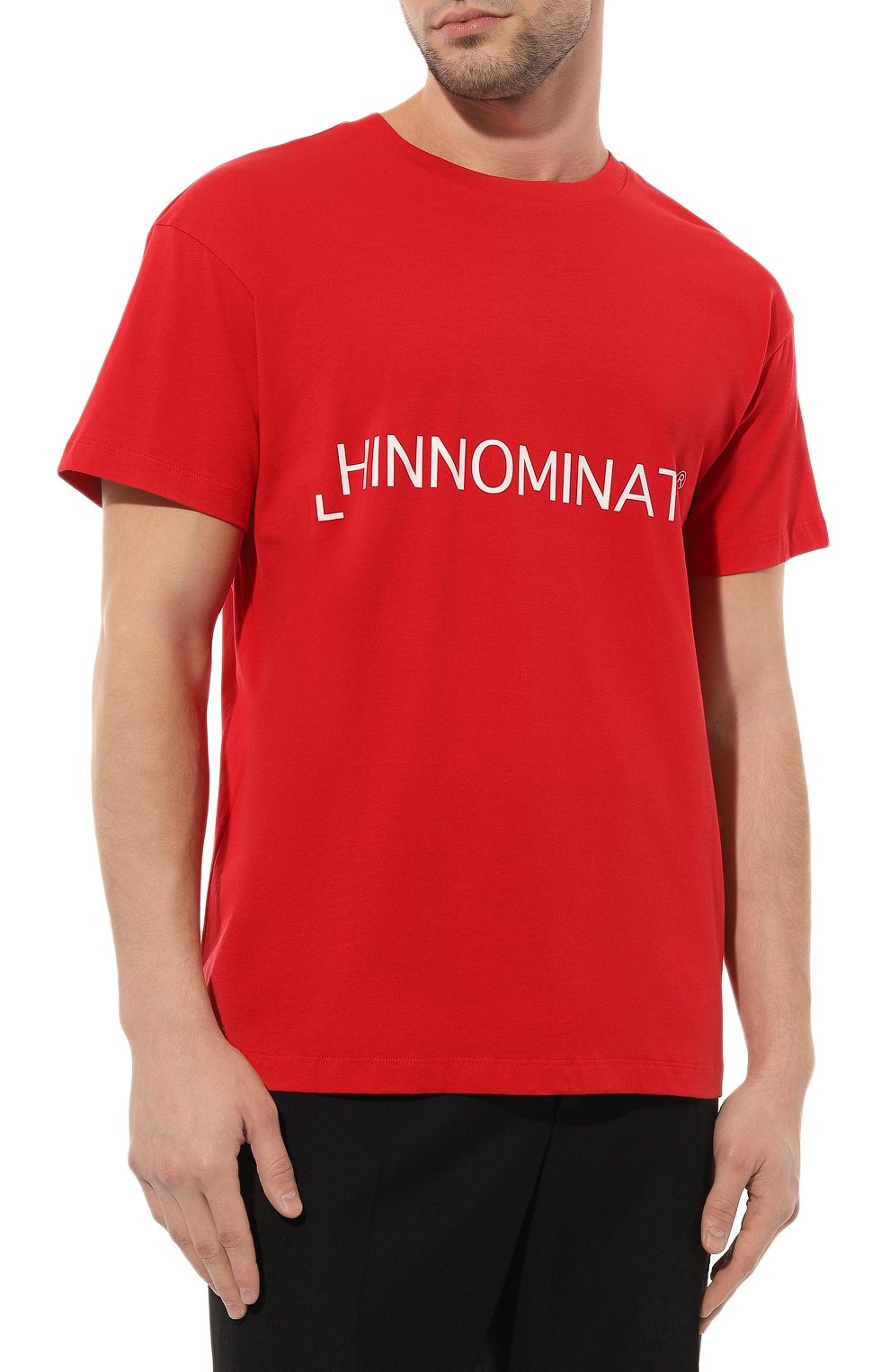 Мужская хлопковая футболка HINNOMINATE красного цвета, арт. HUS3/HNM207 | Фото 3 (Рукава: Короткие; Длина (для топов): Стандартные; Принт: С принтом; Материал внешний: Хлопок; Стили: Спорт-шик)