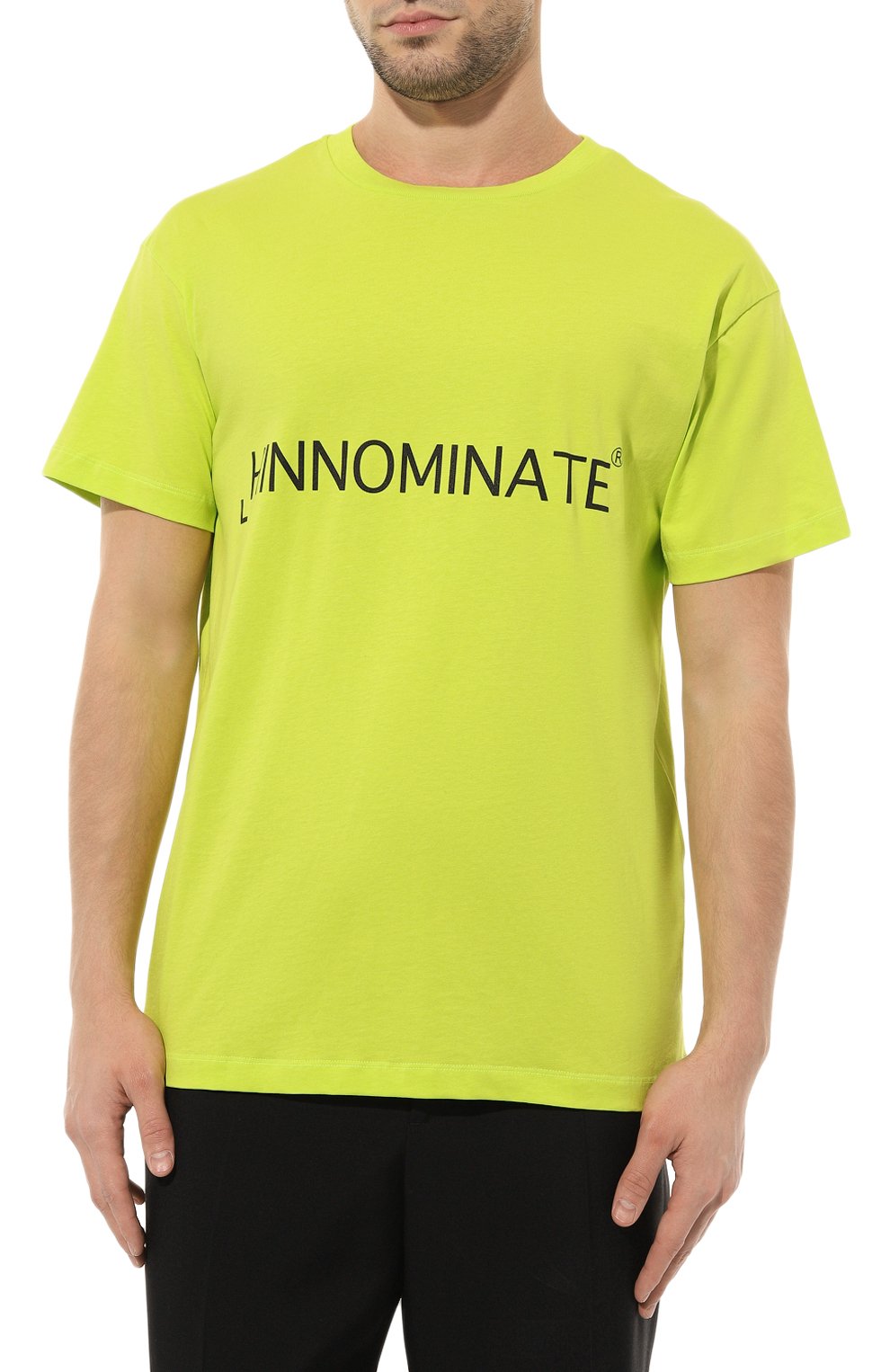 Мужская хлопковая футболка HINNOMINATE салатового цвета, арт. HUS3/HNM207 | Фото 3 (Рукава: Короткие; Длина (для топов): Стандартные; Принт: С принтом; Материал внешний: Хлопок; Стили: Спорт-шик)