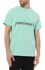 Мужская хлопковая футболка HINNOMINATE бирюзового цвета, арт. HUS3/HNM207 | Фото 3 (Рукава: Короткие; Длина (для топов): Стандартные; Принт: С принтом; Материал внешний: Хлопок; Стили: Спорт-шик)