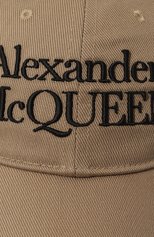 Мужской хлопковая бейсболка ALEXANDER MCQUEEN бежевого цвета, арт. 688658/4105Q9760 | Фото 4 (Материал: Текстиль, Хлопок)