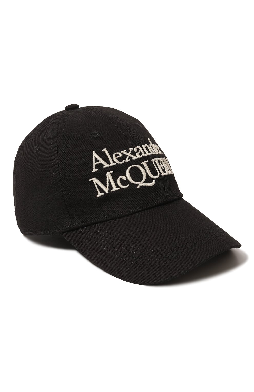Хлопковая бейсболка Alexander McQueen черного цвета