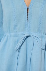 Женское льняное платье A MERE CO голубого цвета, арт. AMC-RSS23-014SB | Фото 5 (Рукава: Длинные; Длина Ж (юбки, платья, шорты): Мини; Случай: Повседневный; Женское Кросс-КТ: Платье-пляжная одежда, Платье-одежда; Материал внешний: Лен; Стили: Бохо)
