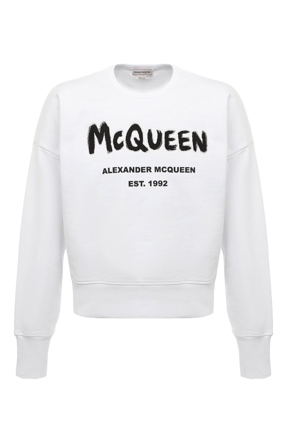 Хлопковый свитшот Alexander McQueen белого цвета