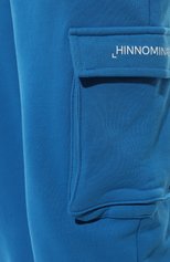 Мужские хлопковые джоггеры HINNOMINATE синего цвета, арт. HNM188 | Фото 5 (Длина (брюки, джинсы): Стандартные; Материал внешний: Хлопок; Стили: Спорт-шик; Силуэт М (брюки): Джоггеры)