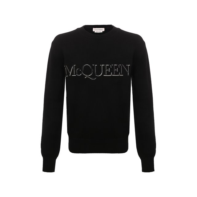 Хлопковый свитер Alexander McQueen черного цвета