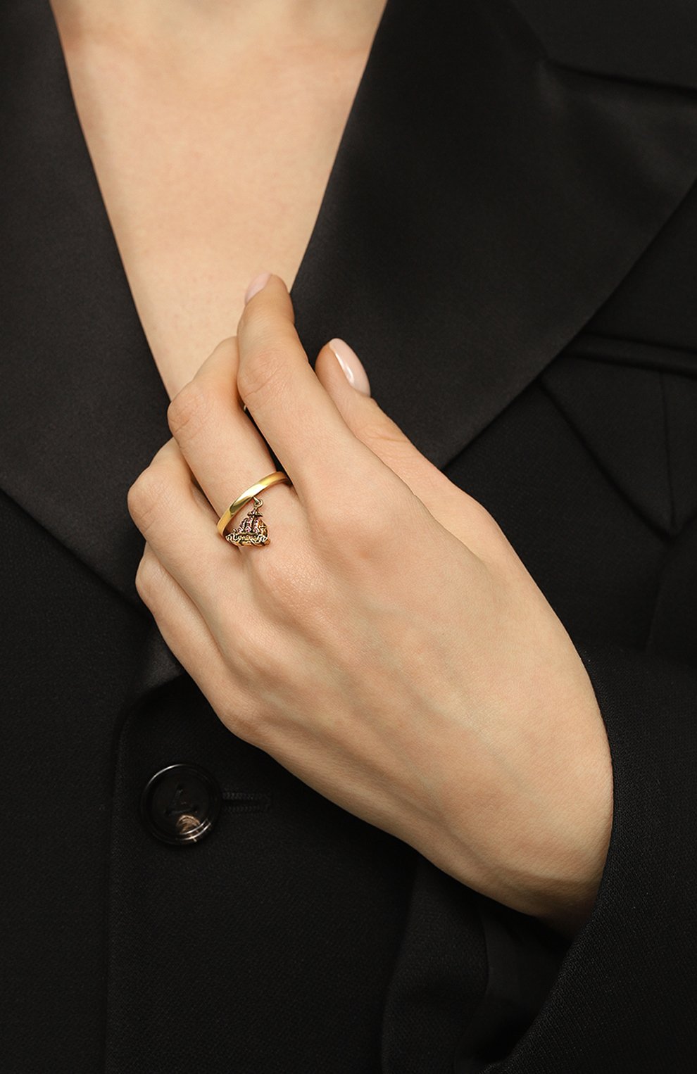 Женское кольцо с короной DZHANELLI золотого цвета, арт. 00032 | Фото 2 (Материал: Серебро)