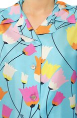 Женская шелковая рубашка GUCCI голубого цвета, арт. 654647 ZAGZG | Фото 5 (Материал внешний: Шелк; Женское Кросс-КТ: Рубашка-одежда; Длина (для топов): Стандартные; Принт: С принтом; Рукава: 3/4; Стили: Романтичный)