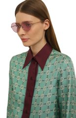 Женские солнцезащитные очки GUCCI фиолетового цвета, арт. GG1182S 004 | Фото 2 (Тип очков: С/з; Материал: Металл; Оптика Гендер: оптика-женское; Очки форма: Круглые)