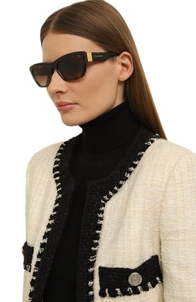 Женские солнцезащитные очки DOLCE & GABBANA коричневого цвета, арт. 6171-330613 | Фото 2 (Тип очков: С/з; Материал: Пластик; Оптика Гендер: оптика-женское; Очки форма: Прямоугольные)