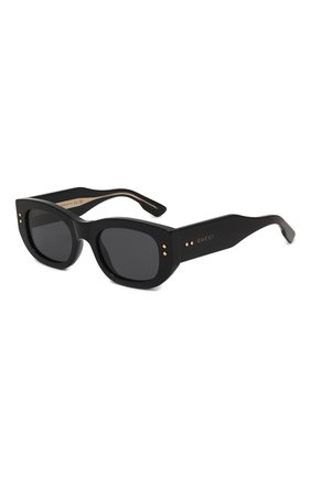 Женские солнцезащитные очки GUCCI черного цвета, арт. GG1215S 002 | Фото 1 (Тип очков: С/з; Материал: Пластик; Оптика Гендер: оптика-женское; Очки форма: Прямоугольные, Овальные)