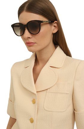 Женские солнцезащитные очки GUCCI коричневого цвета, арт. GG1191SK 002 | Фото 2 (Тип очков: С/з; Материал: Пластик; Оптика Гендер: оптика-женское; Очки форма: Круглые)