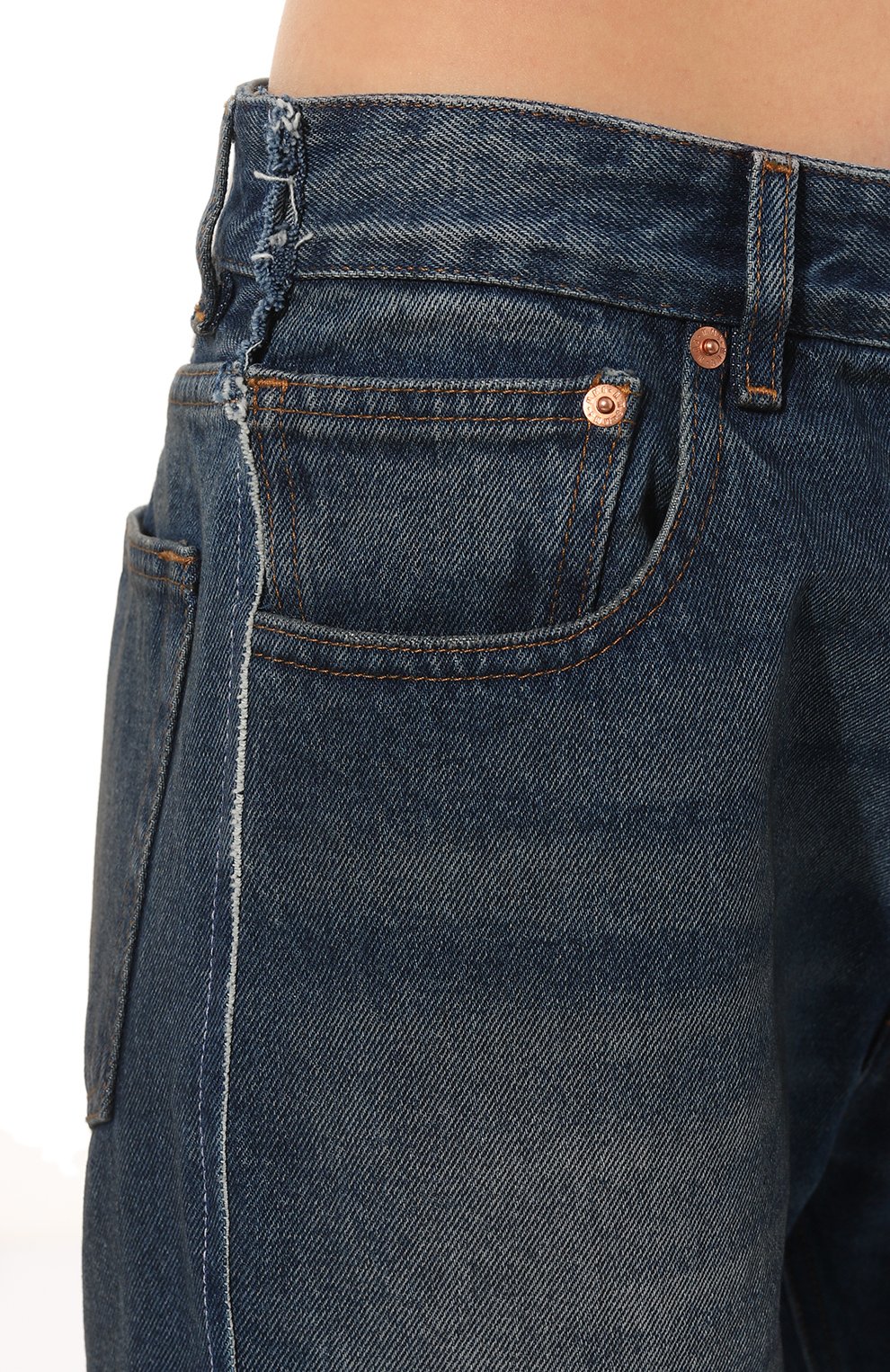 Женские джинсы MM6 синего цвета, арт. S52LA0193/S30589 | Фото 5 (Силуэт Ж (брюки и джинсы): Широкие; Кросс-КТ: Деним; Длина (брюки, джинсы): Стандартные; Стили: Гранж; Материал внешний: Хлопок, Деним)