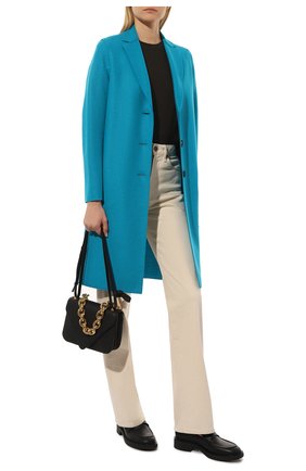 Женское шерстяное пальто HARRIS WHARF LONDON голубого цвета, арт. A1331MLX | Фото 2 (Рукава: Длинные; Материал внешний: Шерсть; Длина (верхняя одежда): До колена)