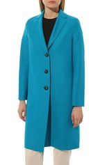 Женское шерстяное пальто HARRIS WHARF LONDON голубого цвета, арт. A1331MLX | Фото 3 (Материал внешний: Шерсть; Рукава: Длинные; Длина (верхняя одежда): До колена; Стили: Классический; 1-2-бортные: Однобортные)