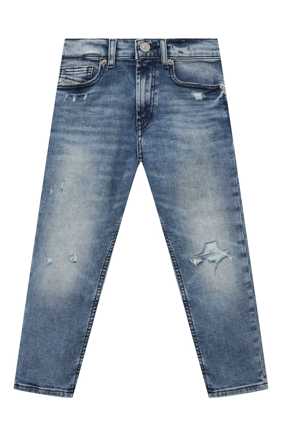 Детские джинсы DIESEL синего цвета, арт. J00981/KXBHP | Фото 1 (Материал внешний: Хлопок; Детали: Потертости)