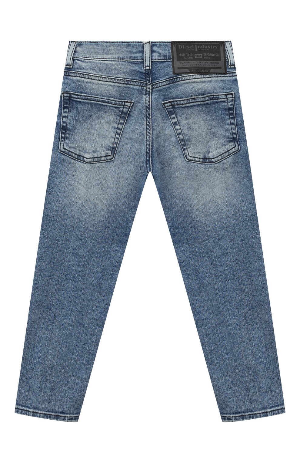 Детские джинсы DIESEL синего цвета, арт. J00981/KXBHP | Фото 2 (Материал внешний: Хлопок; Детали: Потертости)