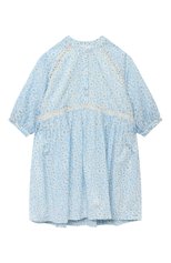 Детское хлопковое платье ERMANNO SCERVINO голубого цвета, арт. SFAB102C/CF535-BS002/3A-8A | Фото 1 (Рукава: Длинные; Материал внешний: Хлопок; Материал подклада: Хлопок)