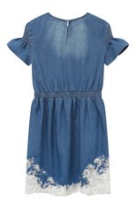 Детское джинсовое платье ERMANNO SCERVINO синего цвета, арт. SFAB103C/DF020-BS002/3A-8A | Фото 2 (Рукава: Короткие; Материал внешний: Хлопок)