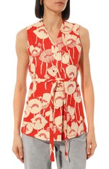 Женский шелковый жилет GUCCI красного цвета, арт. 652265 ZAGUI | Фото 3 (Материал внешний: Шелк; Женское Кросс-КТ: Жилет-одежда; Длина (верхняя одежда): Короткие; Стили: Кэжуэл)