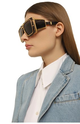 Женские солнцезащитные очки BALMAIN черного цв ета, арт. BPS-102K | Фото 2 (Тип очков: С/з; Кросс-КТ: С/з-унисекс; Оптика Гендер: оптика-унисекс; Очки форма: Маска)