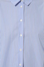 Женская хлопковая рубашка ACADEMIA голубого цвета, арт. GI0RGIA/1069 | Фото 5 (Рукава: Длинные; Принт: Полоска, С принтом; Женское Кросс-КТ: Рубашка-одежда; Длина (для топов): Удлиненные; Материал внешний: Хлопок; Стили: Кэжуэл)