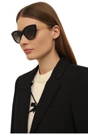 Женские солнцезащитные очки DOLCE & GABBANA черного цвета,  арт. 4408-501/8G | Фото 2 (Материал: Пластик, Металл; Тип очков: С/з; Оптика Гендер: оптика-женское; Очки форма: Cat-eye)