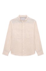 Детская льняная рубашка BRUNELLO CUCINELLI кремвого цвета, арт. BB608C330B | Фото 1 (Рукава: Длинные; Случай: Повседневный; Материал внешний: Лен)