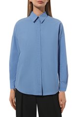 Женская хлопковая рубашка ANTONELLI FIRENZE голубого цвета, арт. J1353/109A | Фото 3 (Рукава: Длинные; Принт: Без принта; Женское Кросс-КТ: Рубашка-одежда; Длина (для топов): Удлиненные; Материал внешний: Хлопок; Стили: Кэжуэл)