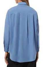 Женская хлопковая рубашка ANTONELLI FIRENZE голубого цвета, арт. J1353/109A | Фото 4 (Рукава: Длинные; Принт: Без принта; Женское Кросс-КТ: Рубашка-одежда; Длина (для топов): Удлиненные; Материал внешний: Хлопок; Стили: Кэжуэл)