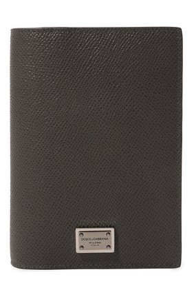 Мужской кожаная обложка для паспорта DOLCE & GABBANA темно-серого цвета, арт. BP2215/AG219 | Фото 1 (Материал: Натуральная кожа; Кросс-КТ: обложки и футляры)
