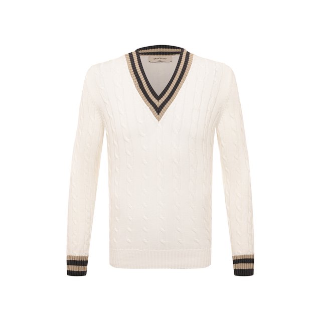 Хлопковый пуловер Gran Sasso белого цвета