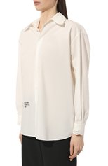 Женская хлопковая рубашка MM6 белого цвета, арт. S52DL0204/S47294 | Фото 3 (Рукава: Длинные; Принт: Без принта; Женское Кросс-КТ: Рубашка-одежда; Длина (для топов): Удлиненные; Материал внешний: Хлопок; Стили: Минимализм)