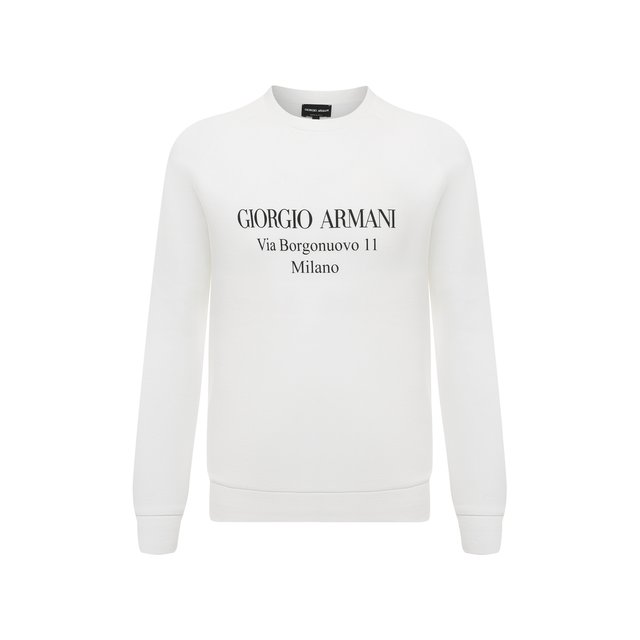 Хлопковый свитшот Giorgio Armani белого цвета