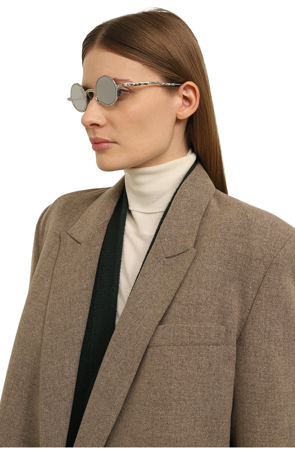 Женские солнцезащитные очки KUB0RAUM серебряного цвета, арт. Z17 SIL SILVER | Фото 2 (Кросс-КТ: С/з-унисекс; Тип очков: С/з; Очки форма: Круглые; Оптика Гендер: оптика-унисекс)
