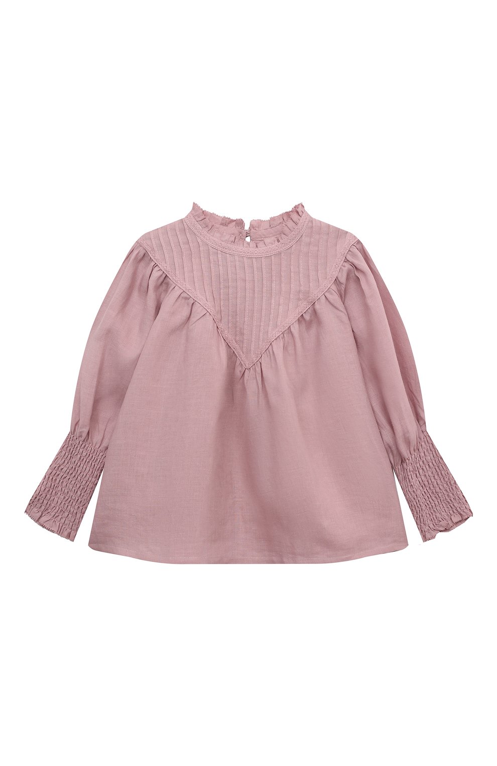 Детское блуза C`ERA UNA VOLTA розового цвета, арт. S23SI02204 | Фото 1 (Рукава: Длинные; Материал внешний: Растительное волокно)