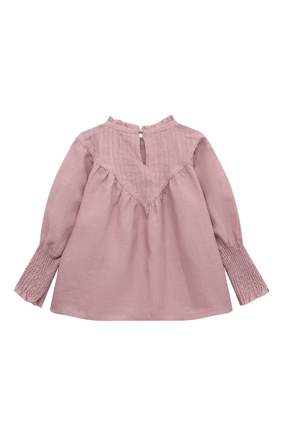 Детское блуза C`ERA UNA VOLTA розового цвета, арт. S23SI02204 | Фото 2 (Рукава: Длинные; Материал внешний: Растительное волокно)