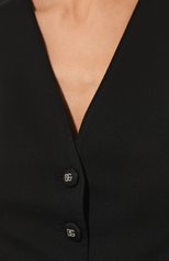 Женский шерстяной жилет DOLCE & GABBANA черного цвета, арт. F79H5T/FUBF0 | Фото 5 (Материал внешний: Шерсть; Женское Кросс-КТ: Жилет-одежда; Материал подклада: Синтетический материал; Длина (верхняя одежда): Короткие; Стили: Кэжуэл)