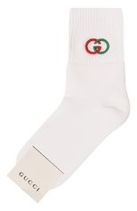 Женские хлопковые носки GUCCI белого цвета, арт. 595911 4GA25 | Фото 1 (Материал внешний: Хлопок)