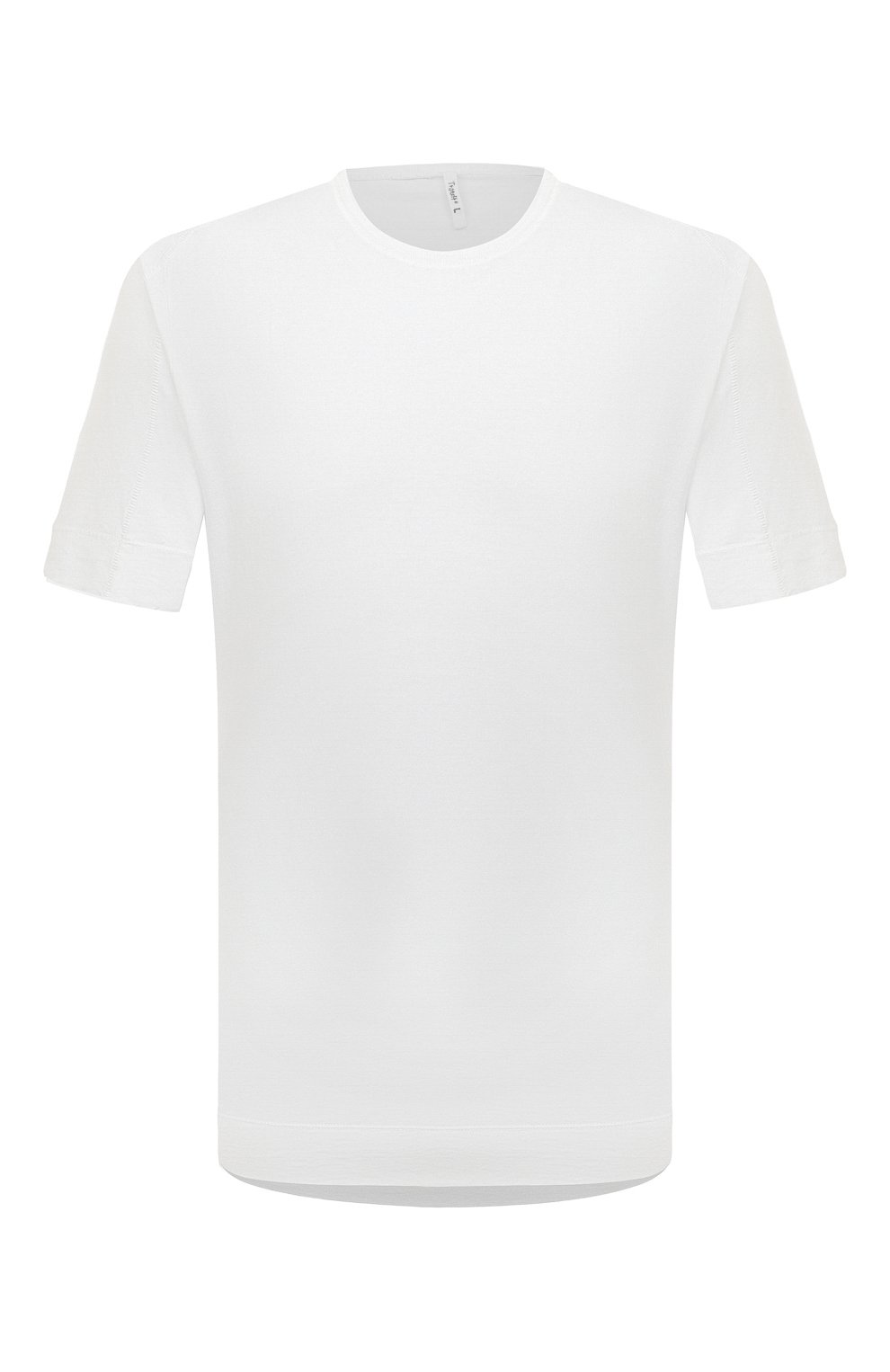 Мужская футболка из хлопка и льна TRANSIT белого цвета, арт. CFUTRT1360 | Фото 1 (Принт: Без принта; Рукава: Короткие; Длина (для топов): Стандартные; Материал внешний: Хлопок; Стили: Кэжуэл)