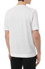 Мужская футболка из хлопка и льна TRANSIT белого цвета, арт. CFUTRT1360 | Фото 4 (Принт: Без принта; Рукава: Короткие; Длина (для топов): Стандартные; Материал внешний: Хлопок; Стили: Кэжуэл)